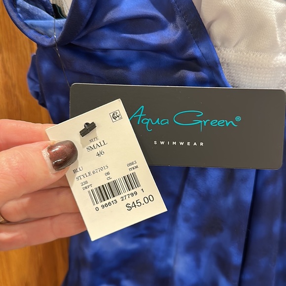 Aqua Green Swimwear - one piece Royal blue with complete front tummy support - Picture 11 of 14